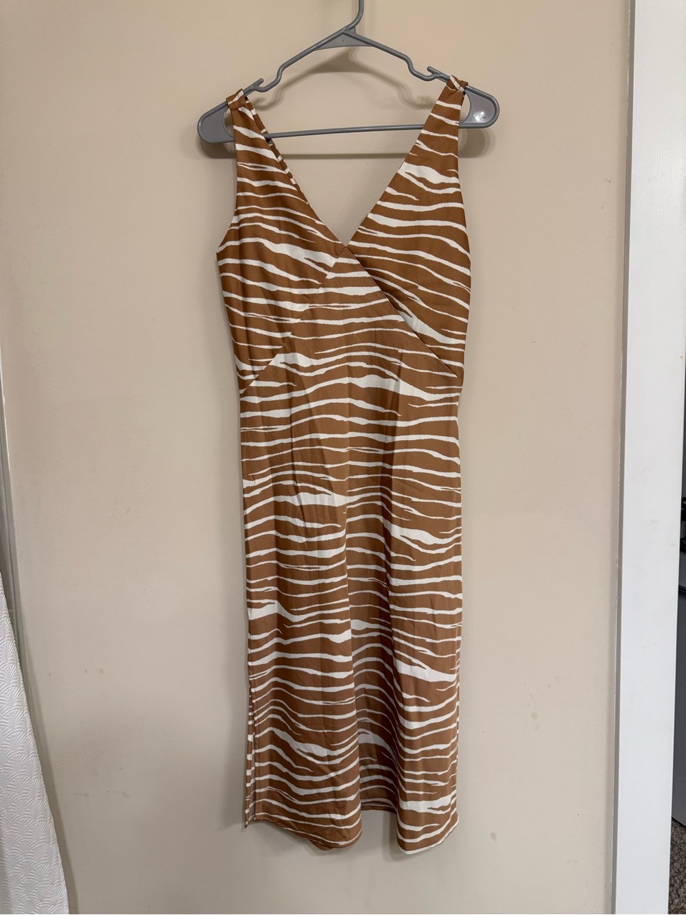 a new day Brown and White Zebra-Print V-Neck Midi Dress
